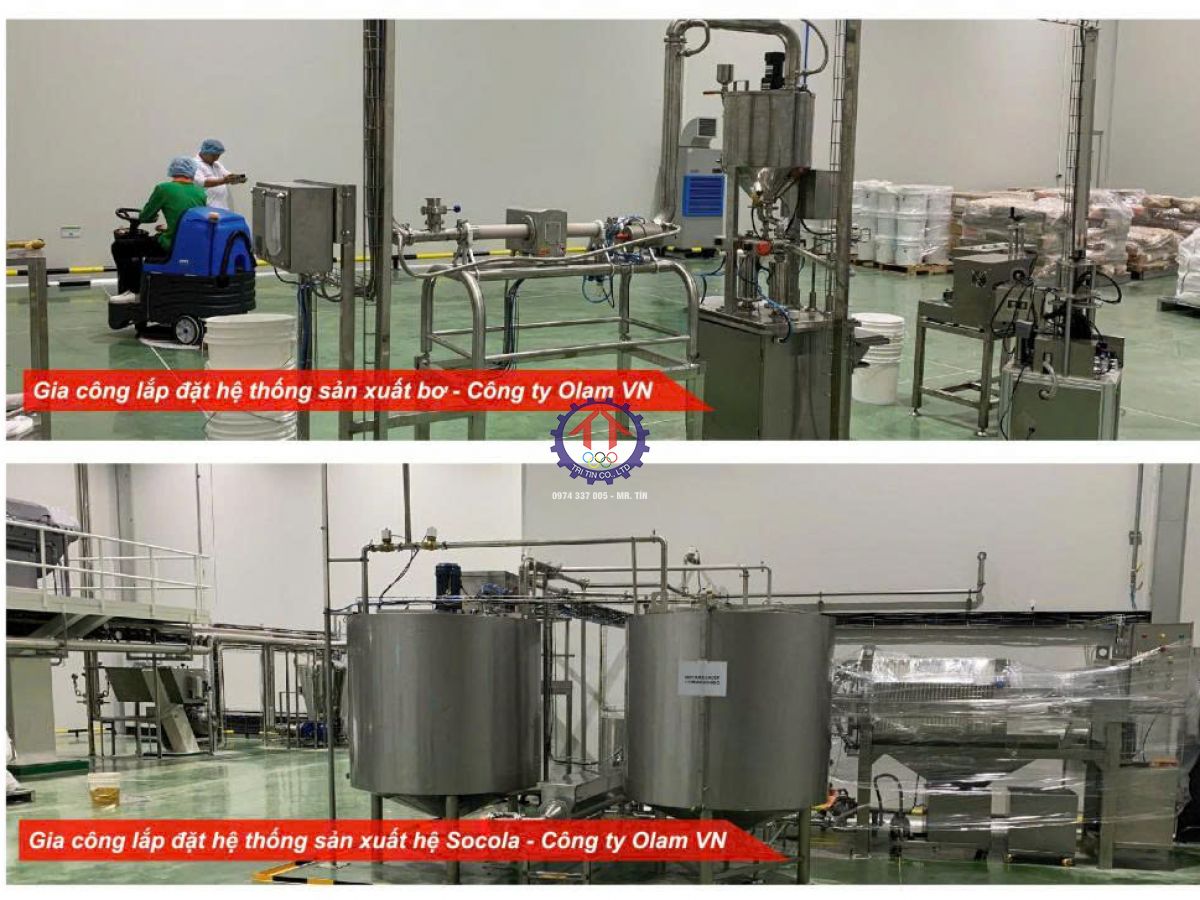 Gia công lắp đặt hệ thống sản xuất bơ công ty Olam Việt Nam